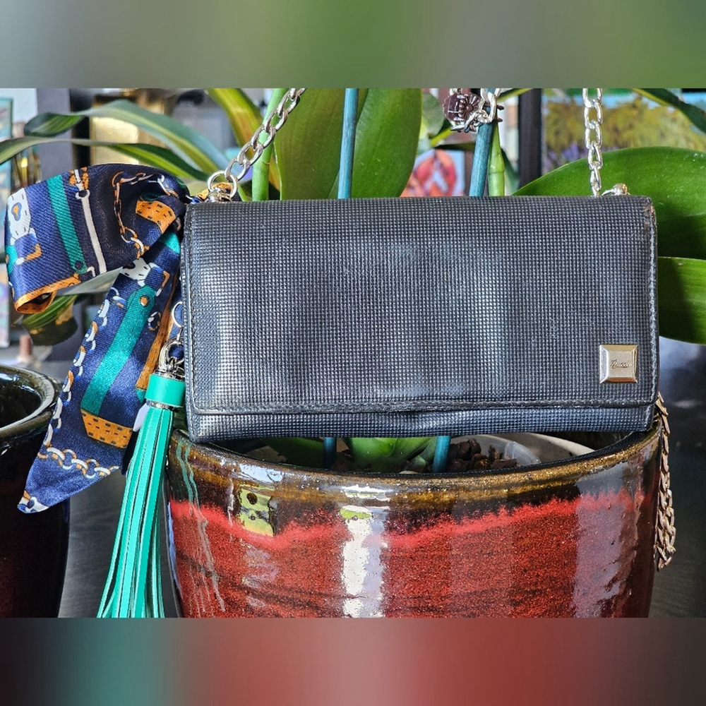 Gucci Black Leather Continental Wallet W/Crossbody Chain, Twilly, & Charm Added - Picture 16 of 16